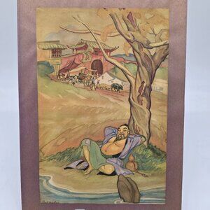 Vintage Cyrus Leroy Baldridge Illustrated Print Lithograph Lazy Man Song